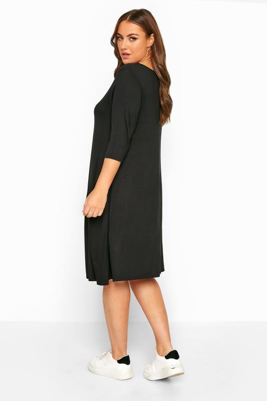 Curve Black Drape Pocket Dress 3