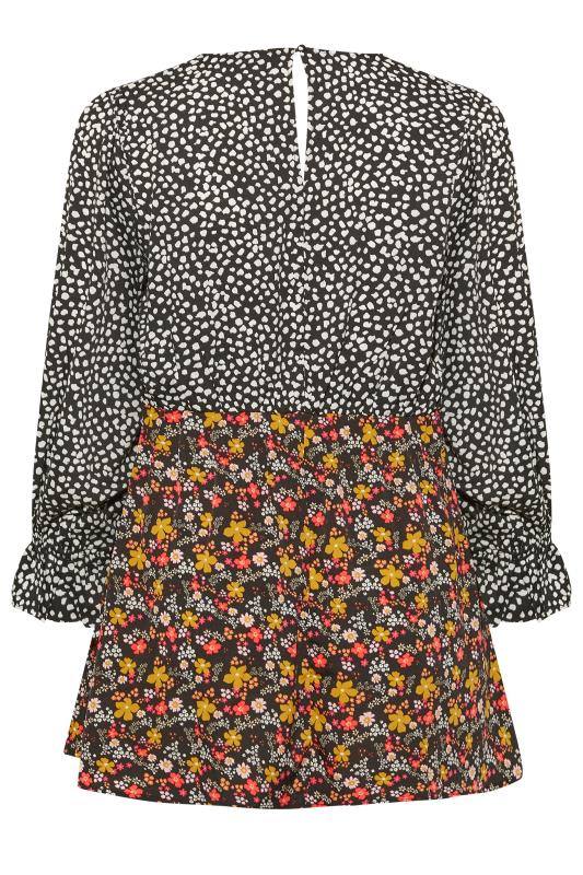 LIMITED COLLECTION Plus Size Black Dalmatian Floral Print Blouse | Yours Clothing 7