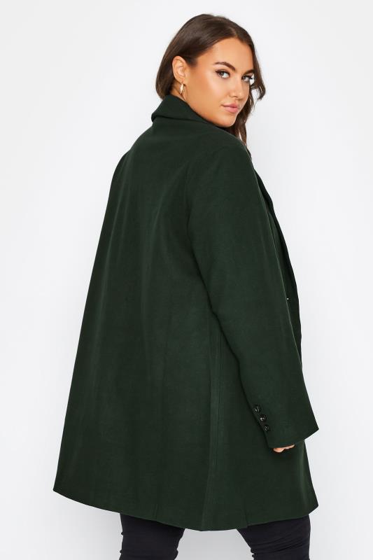 Plus Size Green Longline Midi City Coat | Yours Clothing 3