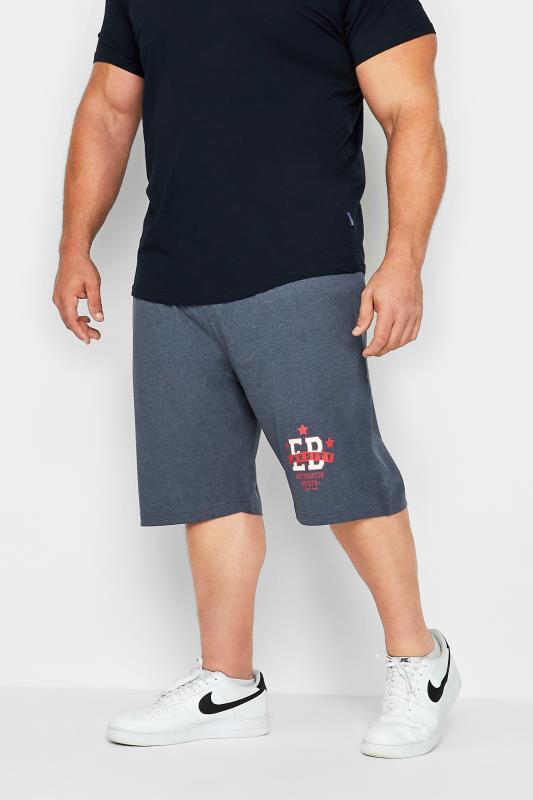 ED BAXTER Big & Tall Blue Varsity Logo Jogger Shorts | BadRhino 1