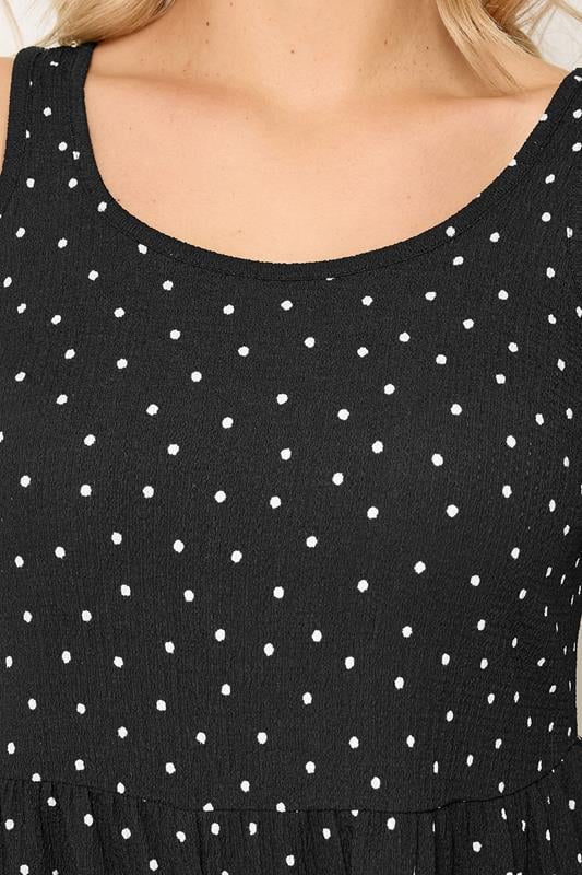 YOURS Plus Size Black Polka Dot Smock Textured Playsuit | Yours Clothing 4