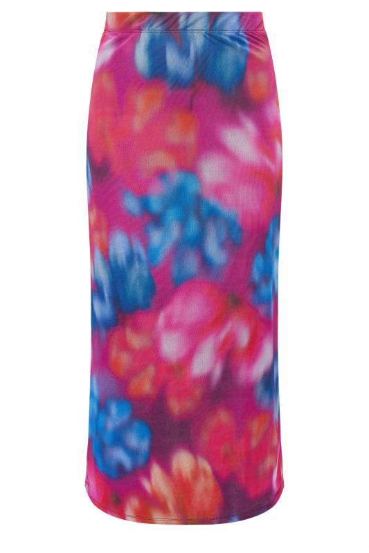 LIMITED COLLECTION Plus Size Pink Abstract Print Mesh Skirt | Yours Clothing 5