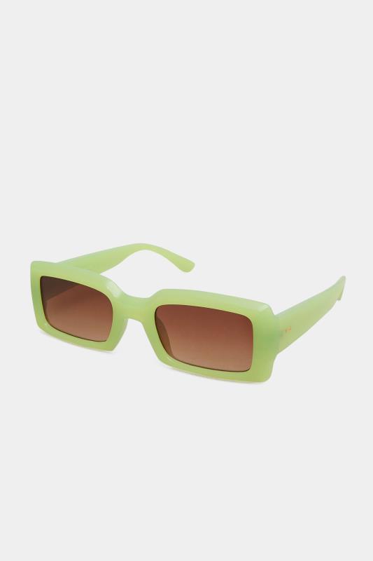 Plus Size Lime Green Rectangle Sunglasses | Yours Clothing 2