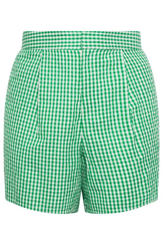 LIMITED COLLECTION Plus Size Green Gingham Check Shorts | Yours Clothing 5