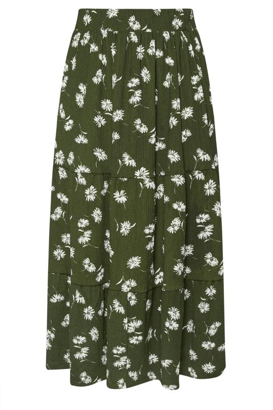 YOURS Plus Size Green Floral Print Tiered Maxi Skirt | Yours Clothing 5