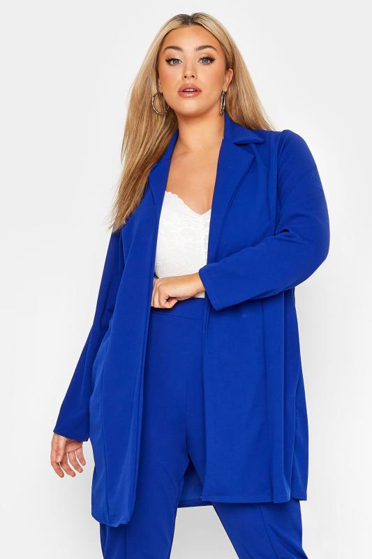 LIMITED COLLECTION Plus Size Cobalt Blue Longline Blazer | Yours Clothing 1