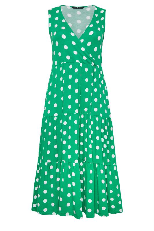 YOURS Plus Size Green Polka Dot Print Sleeveless Maxi Dress | Yours Clothing  6