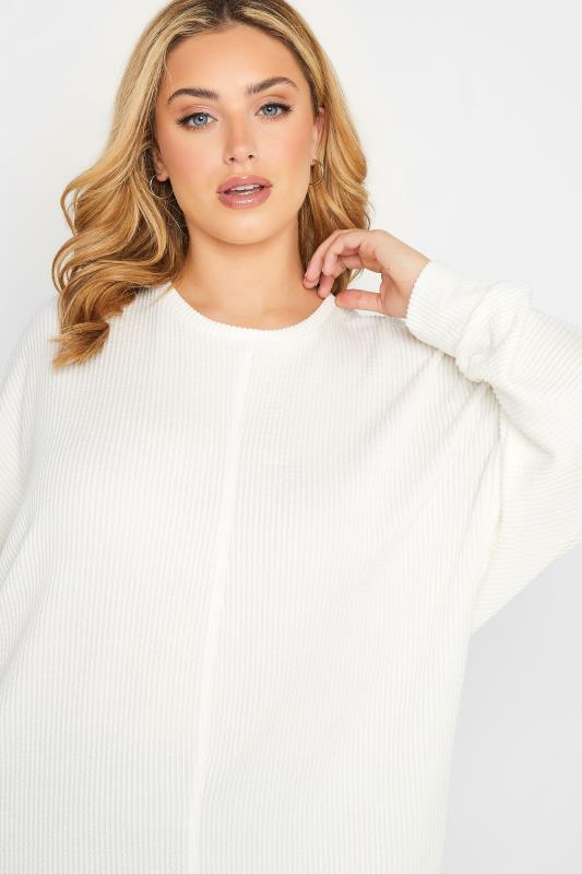Plus Size White Ribbed Soft Touch Top | Yours Clothing 4