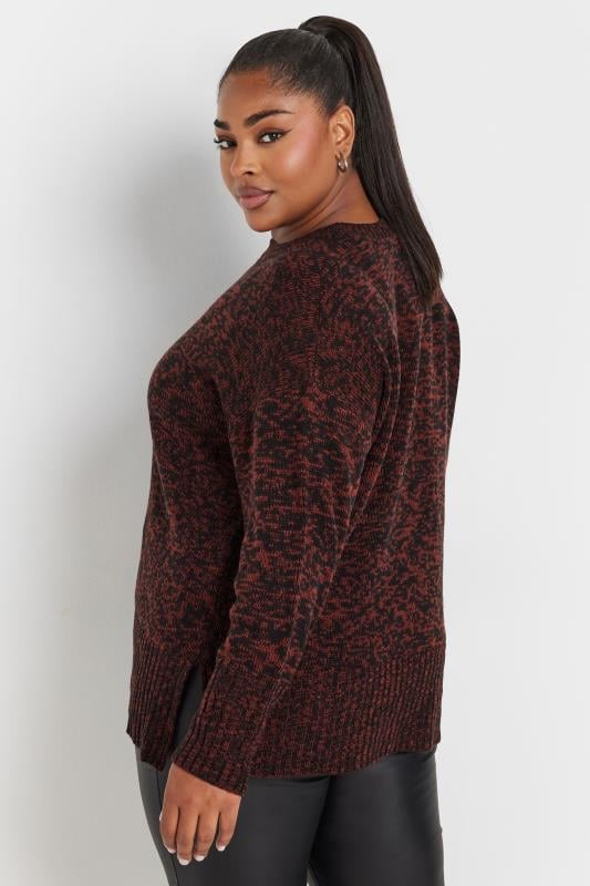 YOURS Curve Rust Orange & Black Twist Knit Jumper | Yours Clothing 4