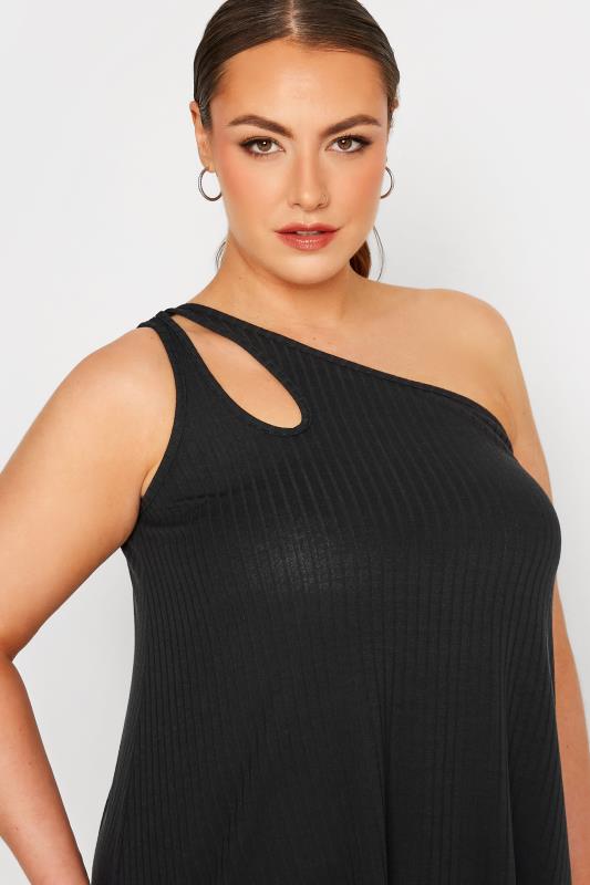 LIMITED COLLECTION Curve Black Split Strap Ribbed Cami Top 4