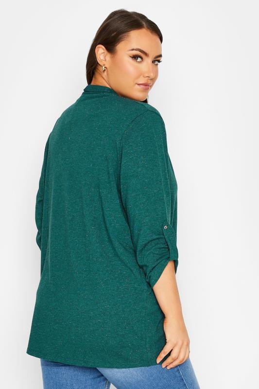 YOURS LUXURY Plus Size Teal Green Metallic Cardigan | Yours Clothing 3