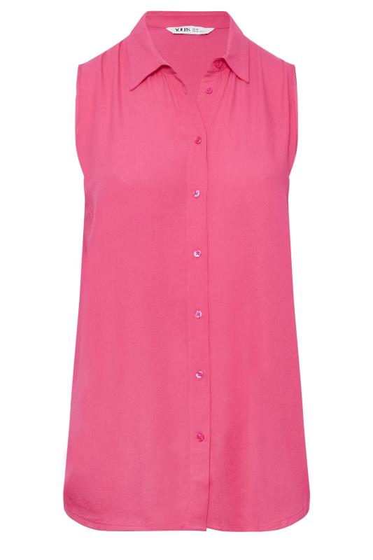 YOURS Plus Size Hot Pink Dipped Hem Sleeveless Blouse | Yours Clothing 6