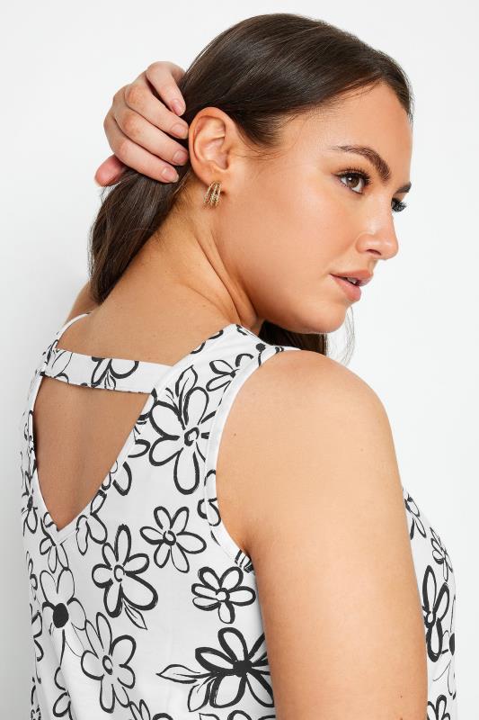 YOURS Plus Size White & Black Floral Doodle Design Vest Top | Yours Clothing 4