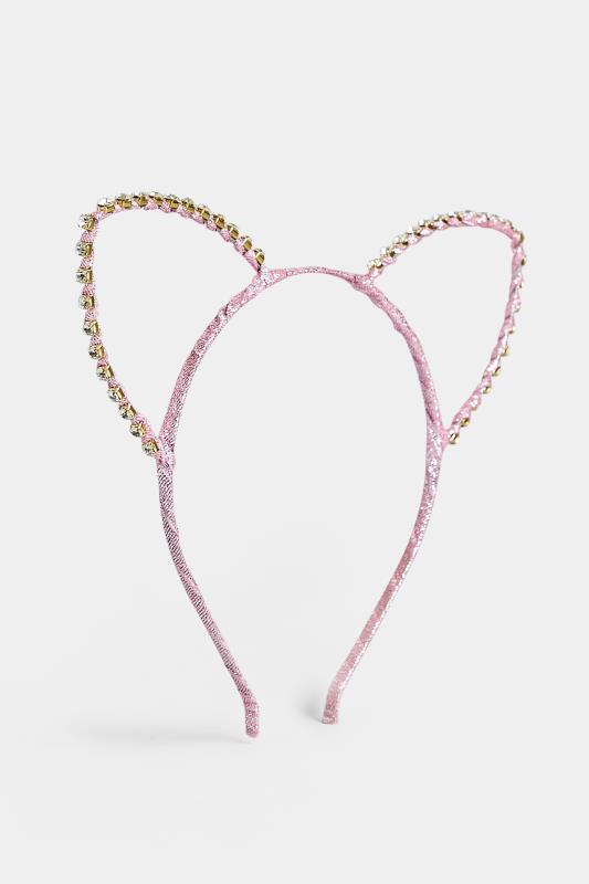 Plus Size Pink Diamante Cat Ear Headband | Yours Clothing 2
