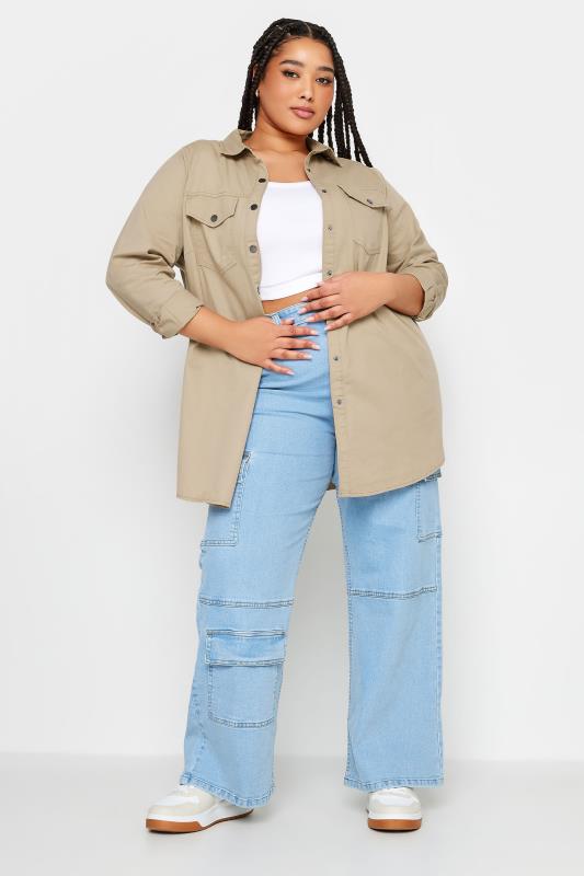 YOURS Plus Size Beige Brown Utility Shacket | Yours Clothing 4