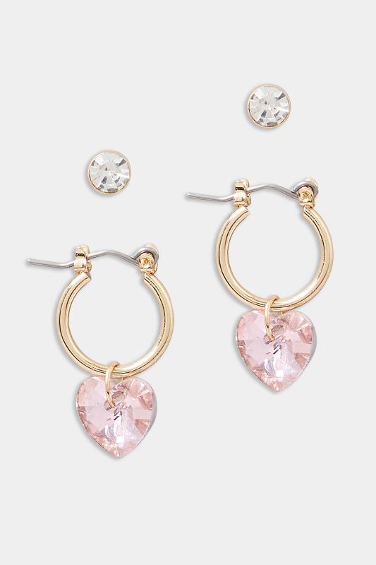 2 PACK Gold & Pink Small Hoop Earrings | Yours Clothing  2