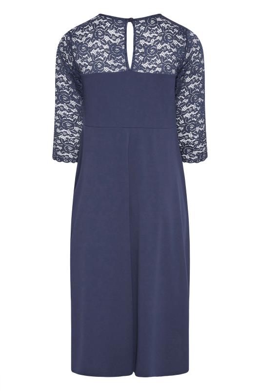YOURS LONDON Curve Navy Blue Lace Sweetheart Midi Dress 7