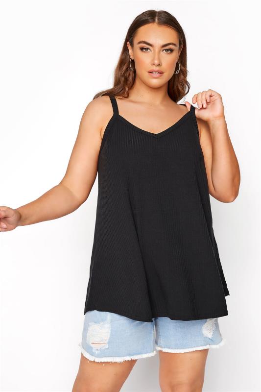  Grande Taille LIMITED COLLECTION Curve Black Rib Swing Cami Top