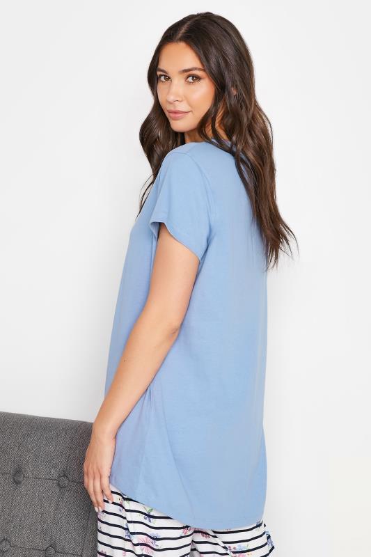 LTS Tall Women's Blue Button Placket Cotton Pyjama Top | Long Tall Sally  3