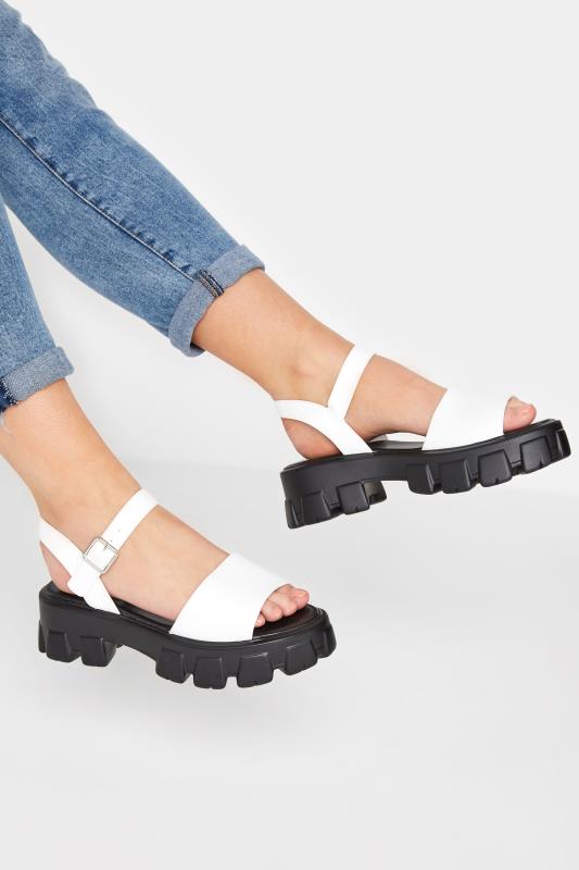 LIMITED COLLECTION White Chunky Platform Sandals In Extra Wide Fit | Yours Clothing  1