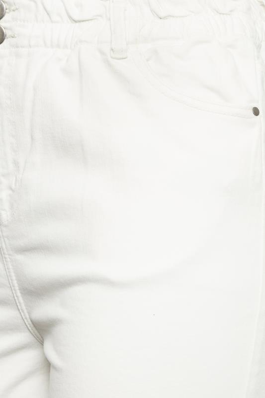 YOURS Plus Size White Elasticated Waist Denim Shorts | Yours Clothing 3