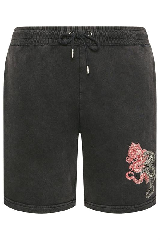 BadRhino Big & Tall Black Japanese Printed Jogger Shorts | BadRhino 6