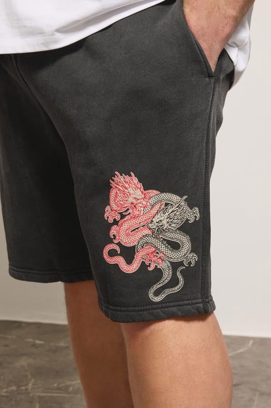 BadRhino Big & Tall Black Japanese Printed Jogger Shorts | BadRhino 4