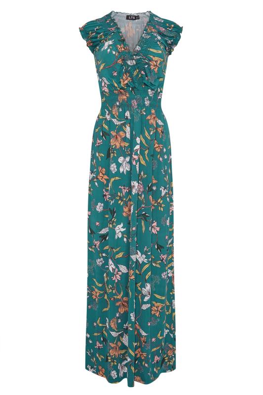 LTS Tall Teal Green Floral Print Maxi Dress 6