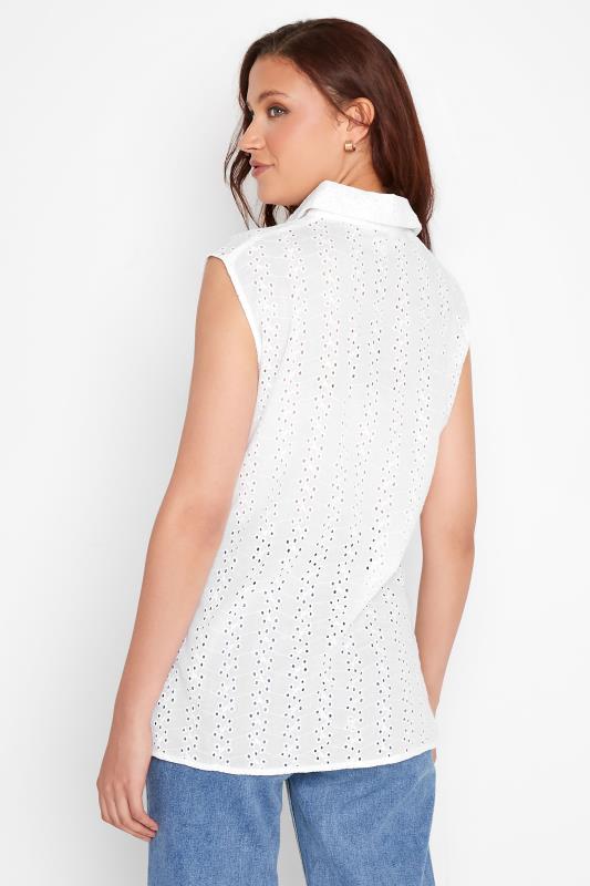 LTS Tall White Broderie Anglaise Sleeveless Shirt 3