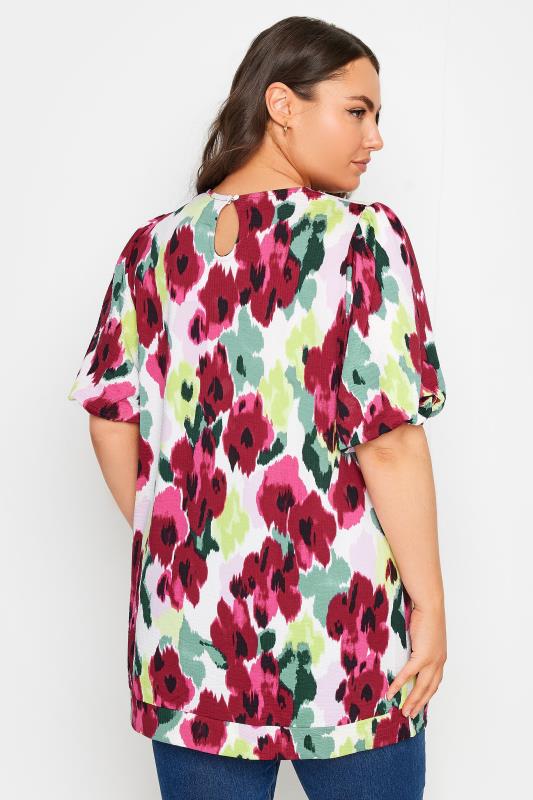 YOURS Plus Size Red Abstract Floral Print T-Shirt | Yours Clothing 4