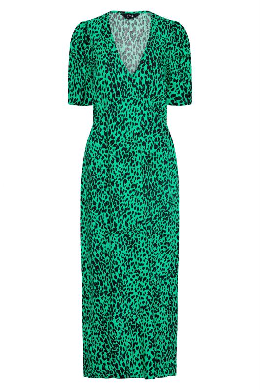 LTS Tall Green Leopard Print Midi Tea Dress_X.jpg
