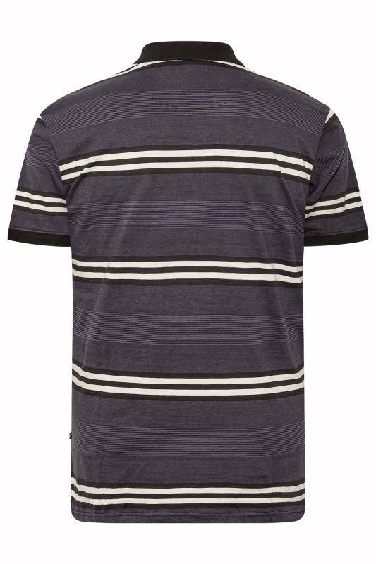 KAM Big & Tall Charcoal Grey Stripe Polo Shirt 4