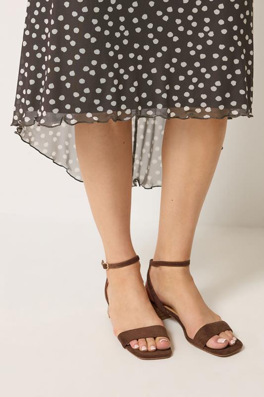 LTS Tall Women's Chocolate Brown Polka Dot Dipped Hem Mesh Midi Skirt | Long Tall Sally 6