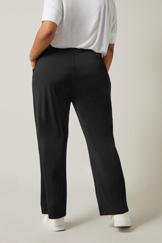 EVANS Plus Size Black Wide Leg Jersey Trousers | Evans 3