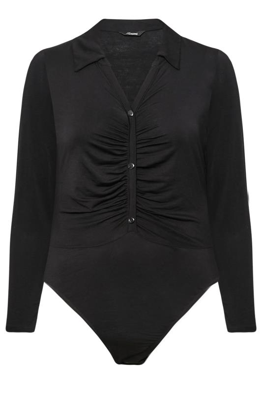 LIMITED COLLECTION Plus Size Black Ruched Front Bodysuit | Yours Clothing  6