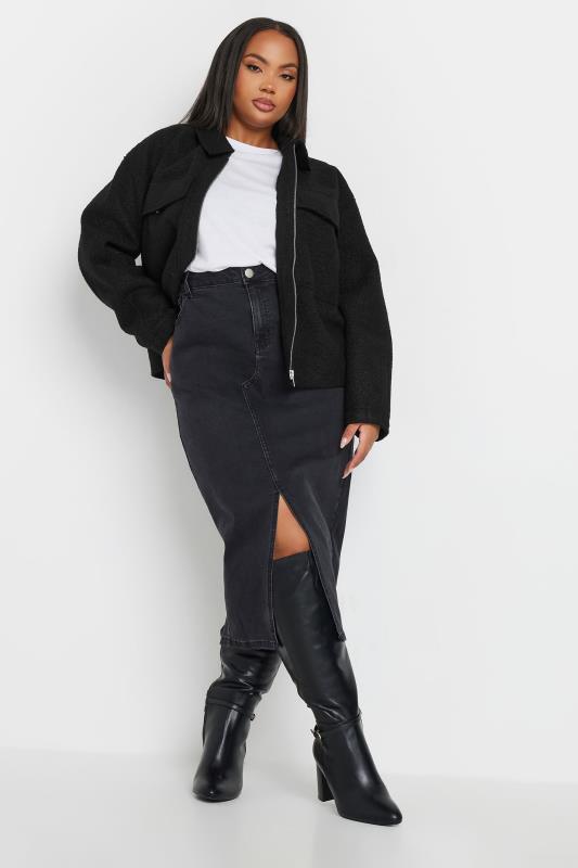 YOURS Plus Size Black Cropped Boucle Jacket | Yours Clothing 4