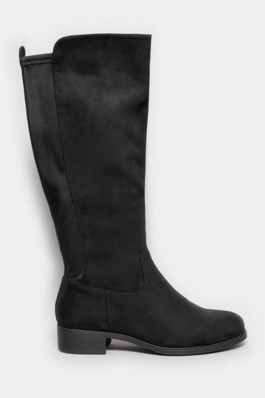Black Stretch Knee High Boots In Extra Wide EEE Fit 3