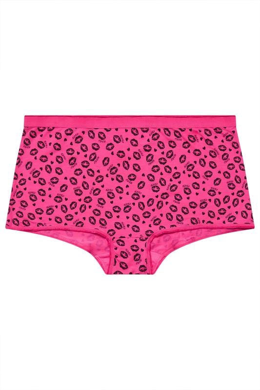 YOURS Plus Size 5 PACK Pink & Black Kiss Print Shorts | Yours Clothing 6