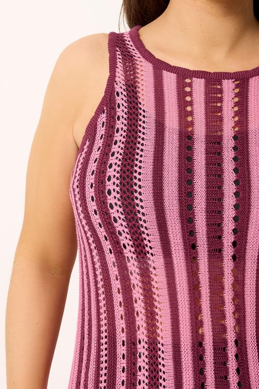 YOURS Plus Size Pink Stripe Knitted Maxi Dress | Yours Clothing 5