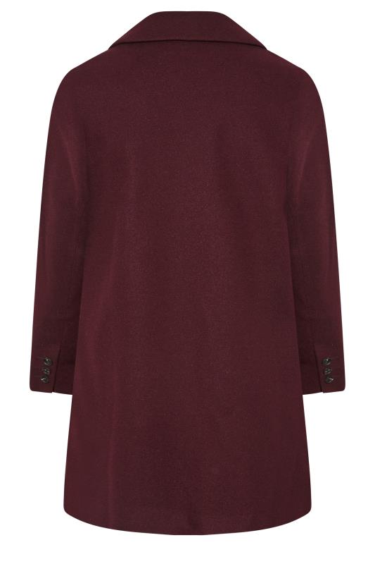 Plus Size Burgundy Red City Midi Coat | Yours Clothing 7