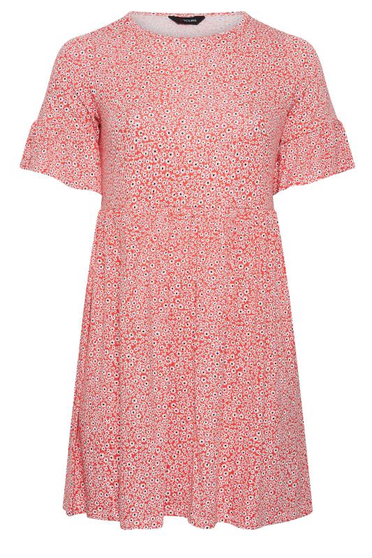 YOURS Plus Size Red Ditsy Print Smock Tunic Dress | Yours Clothing 6