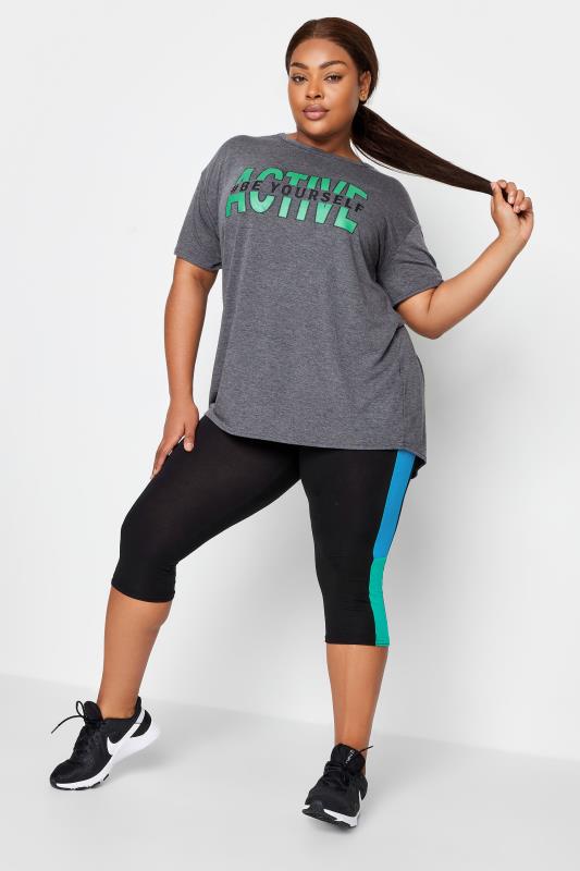 YOURS ACTIVE Plus Size Grey '#Be Yourself' Slogan Top | Yours Clothing 5