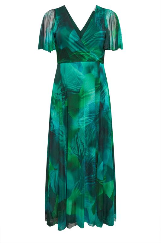 YOURS LONDON Plus Size Green Abstract Print Wrap Maxi Dress | Yours Clothing 5