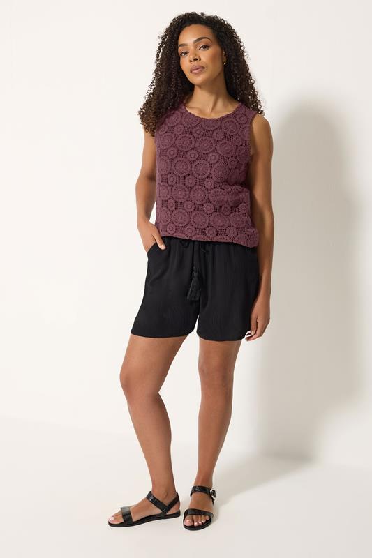 M&Co Black Crinkle Tie Waist Shorts | M&Co 1