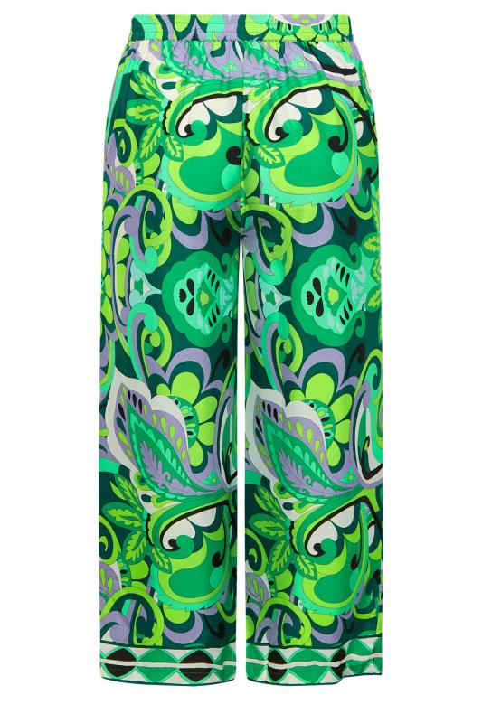 LIMITED COLLECTION Curve Plus Size Green Abstract Print Wide Leg Trousers | Yours Clothing  6