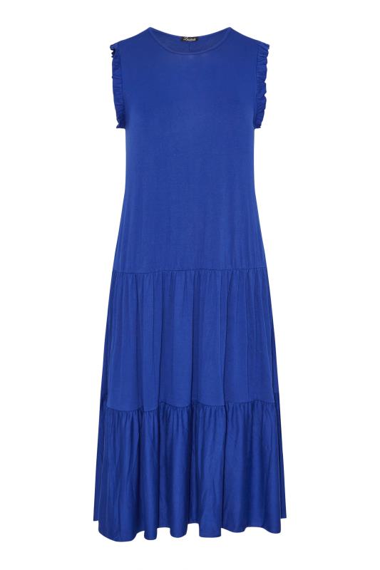 LIMITED COLLECTION Curve Cobalt Blue Frill Sleeve Smock Maxi Dress_X.jpg