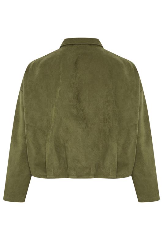 YOURS Plus Size Khaki Green Suedette Bomber Jacket | Yours Clothing 2