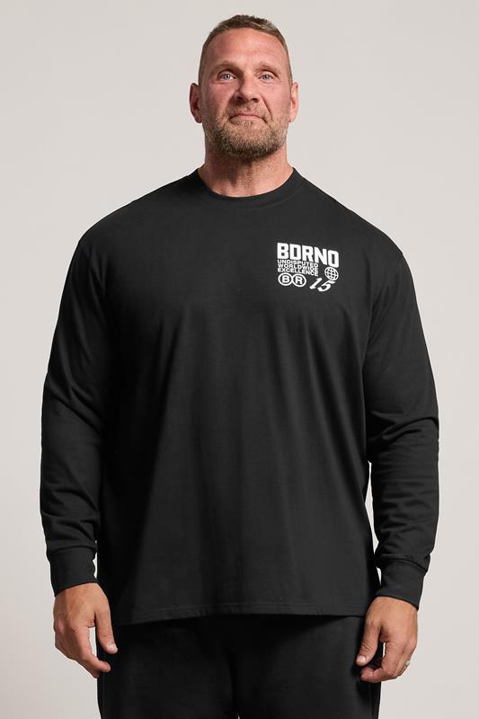 BDRNO Premium Big & Tall Black Printed Long Sleeve T-Shirt | BadRhino 4