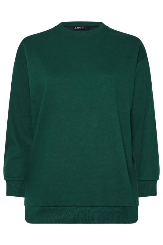 YOURS Plus Size Forest Green Crew Neck Sweatshirt | Yours Clothing 5