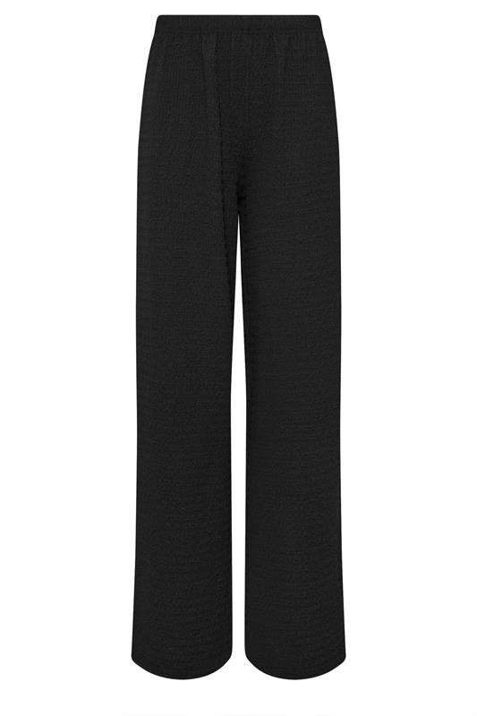 LTS Tall Women's Black Textured Elasticated Wide Leg Trousers | Long Tall Sally 5